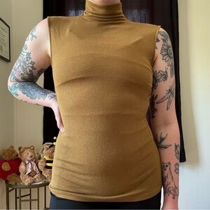 Brown Sleeveless Turtleneck – Bold & Minimalist